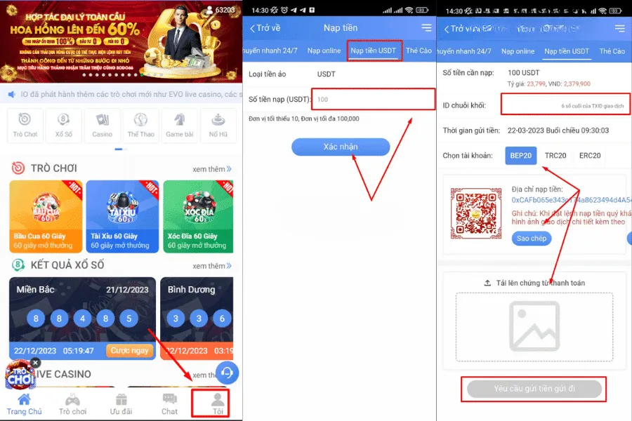nạp tiền sodo casino qua ví tiền ảo usdt